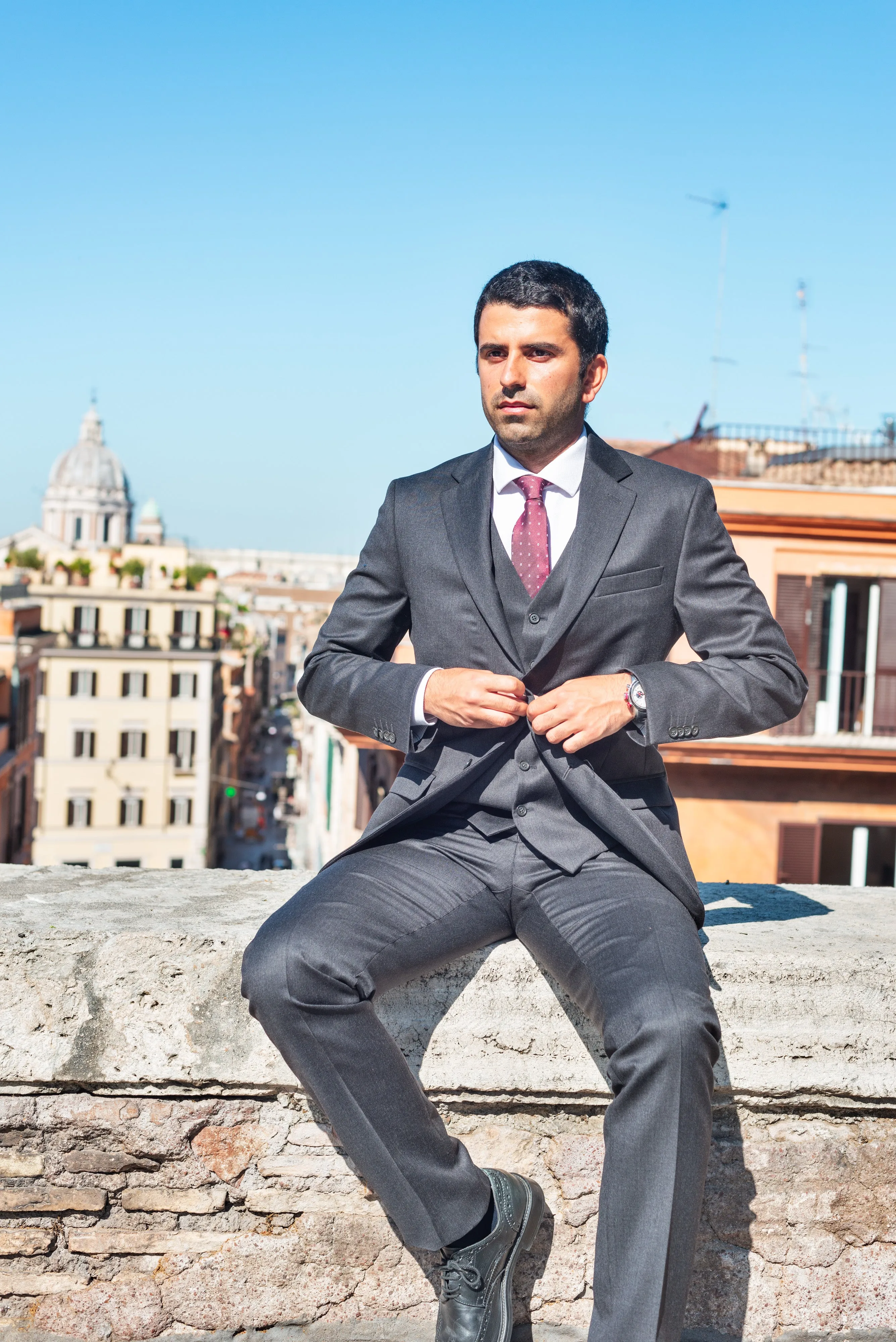 3 Piece Suit Dark Grey by Angelico