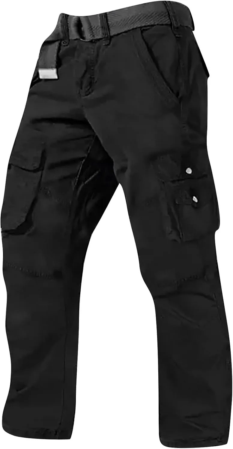 ADHOWBEW Tactical Pants for Men Pockets Stretch Construction Big and Tall Workout Work Trousers