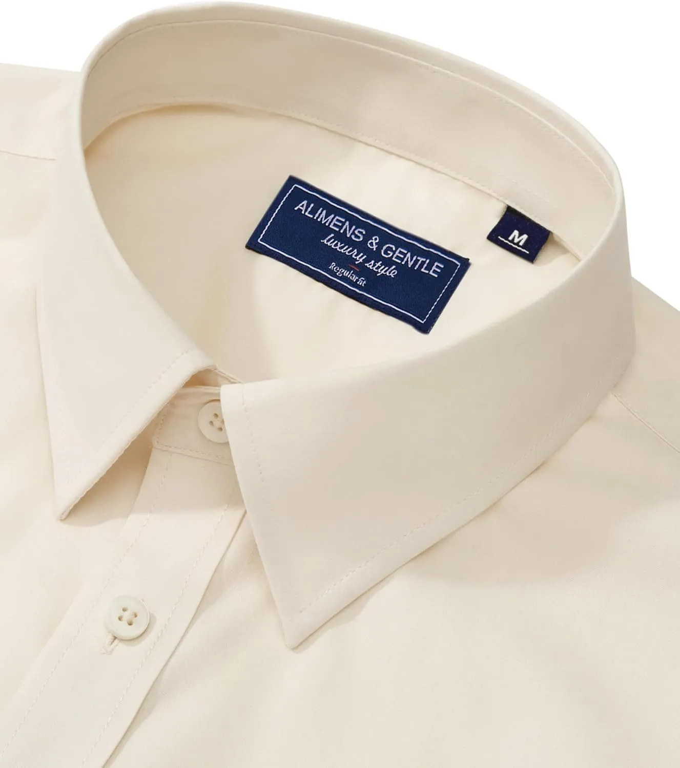 Alimens & Gentle Men's Dress Shirt Regular Fit Stretch Stain Shield Long Sleeve Solid Business Wedding Button Down Shirts