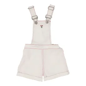 Analogie Cherry Floral Overalls - White (Graphic Denim Collection)
