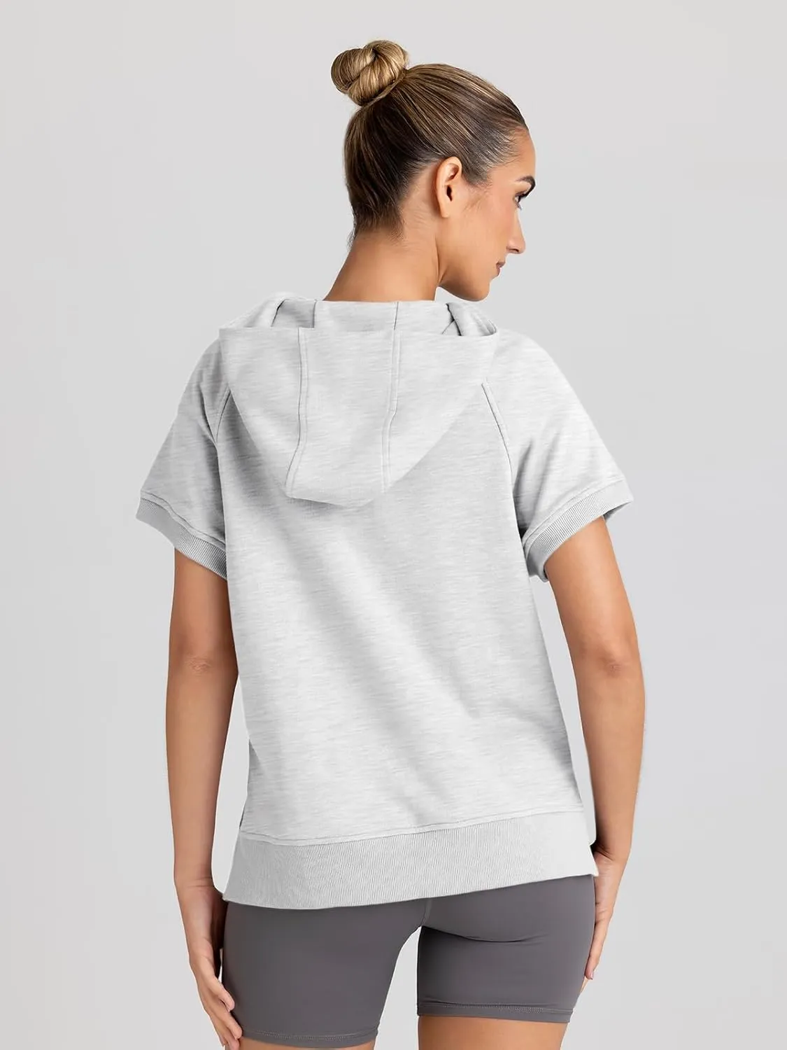 AUTOMET Oversized Hoodies for Women Short Sleeve Half zip Sweatshirt Fleece Loose Fit Pullover 2025 Fall Fashion Outfits