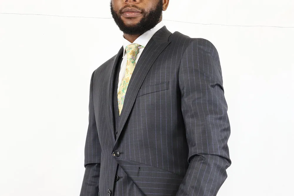 Bagozza 3-Piece Suit - Grey Pin Stripe (100% Wool)