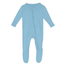 Bamboo Footie with 2-Way Zipper - Seaside Blue