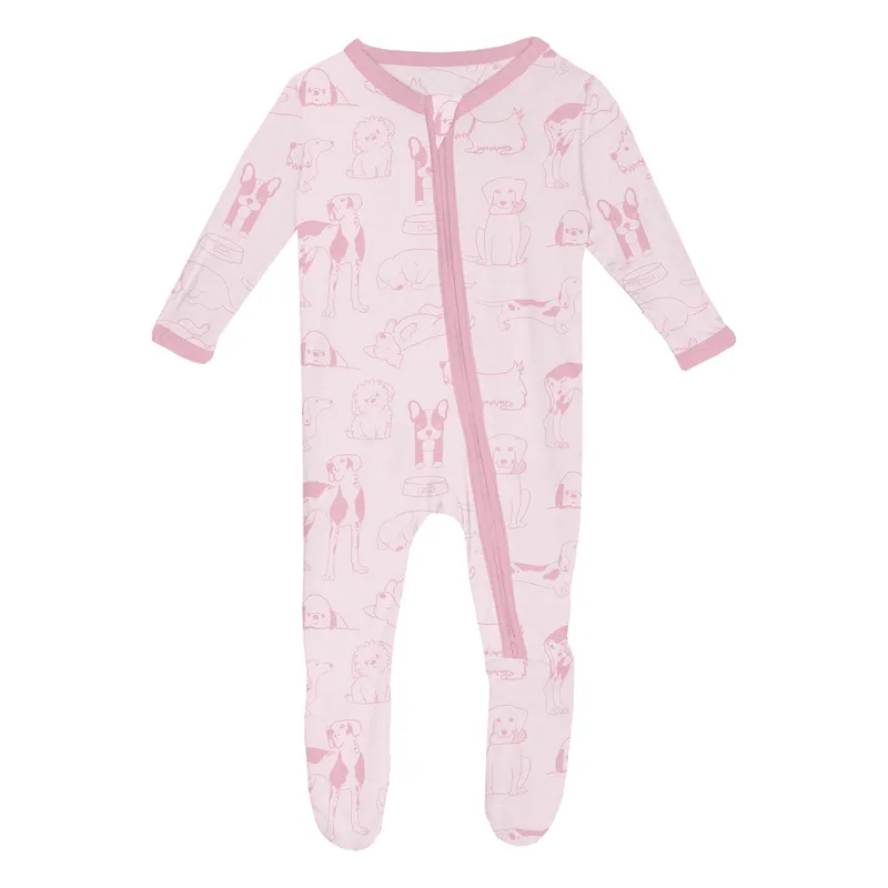 Bamboo Footie with 2-Way Zipper - Shrinking Violet Dogs