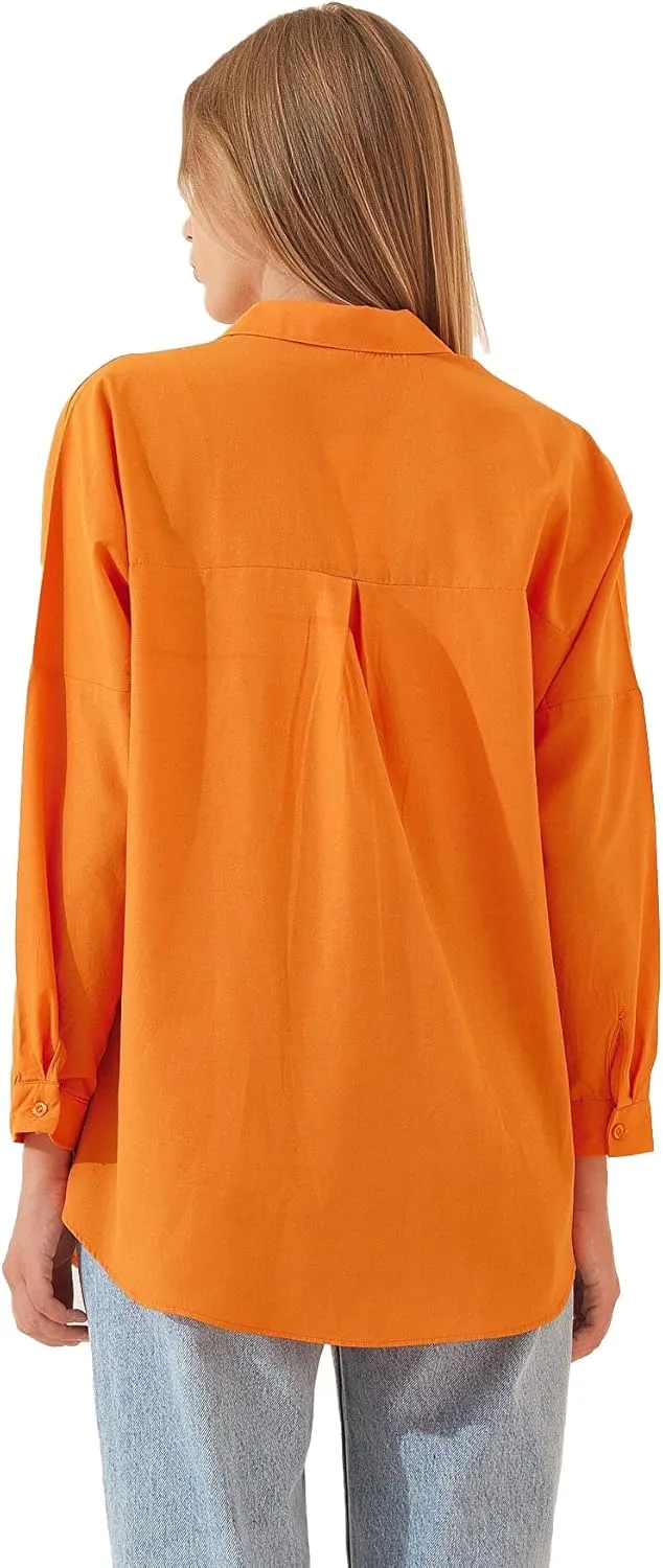 BIG DART Oversized Button Down Shirts for Women, Dressy Casual Long Sleeve Blouses Summer Tops Tunics