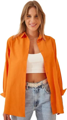 BIG DART Oversized Button Down Shirts for Women, Dressy Casual Long Sleeve Blouses Summer Tops Tunics
