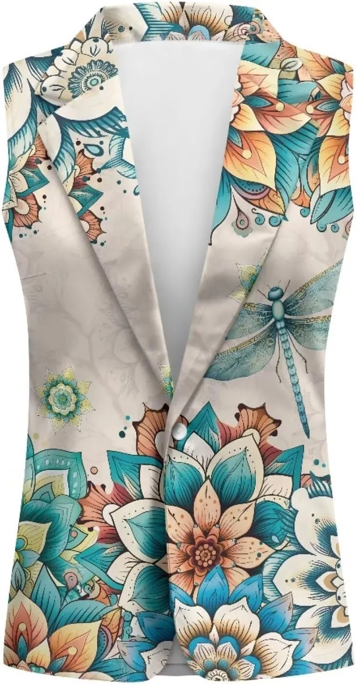 Biyejit Women Sleeveless Blazer Vest Spring Casual Open Front Lapel V Neck Office Waistcoat Long Vests Button Suit Vest
