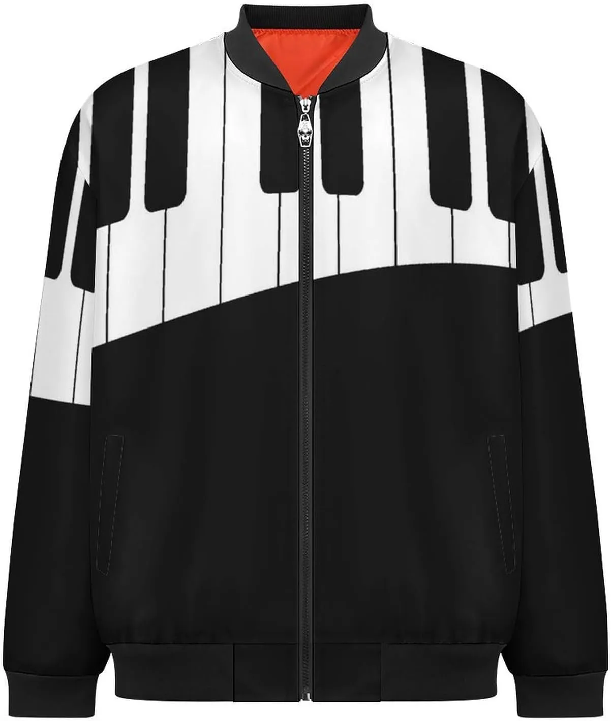 Black and White Piano Keys Men's Bomber Jacket Lightweight Windbreaker Fashion Spring Fall Coats Casual Jackets for Men