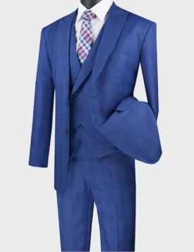 Blue Plaid Peak Lapel Suit