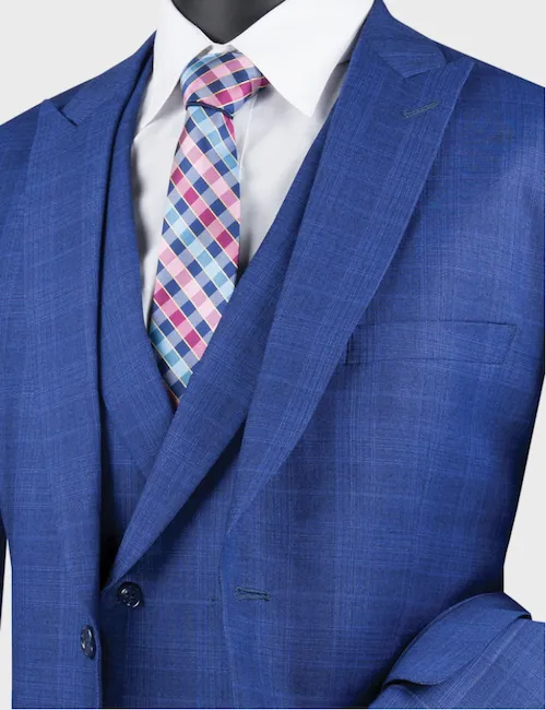 Blue Plaid Peak Lapel Suit