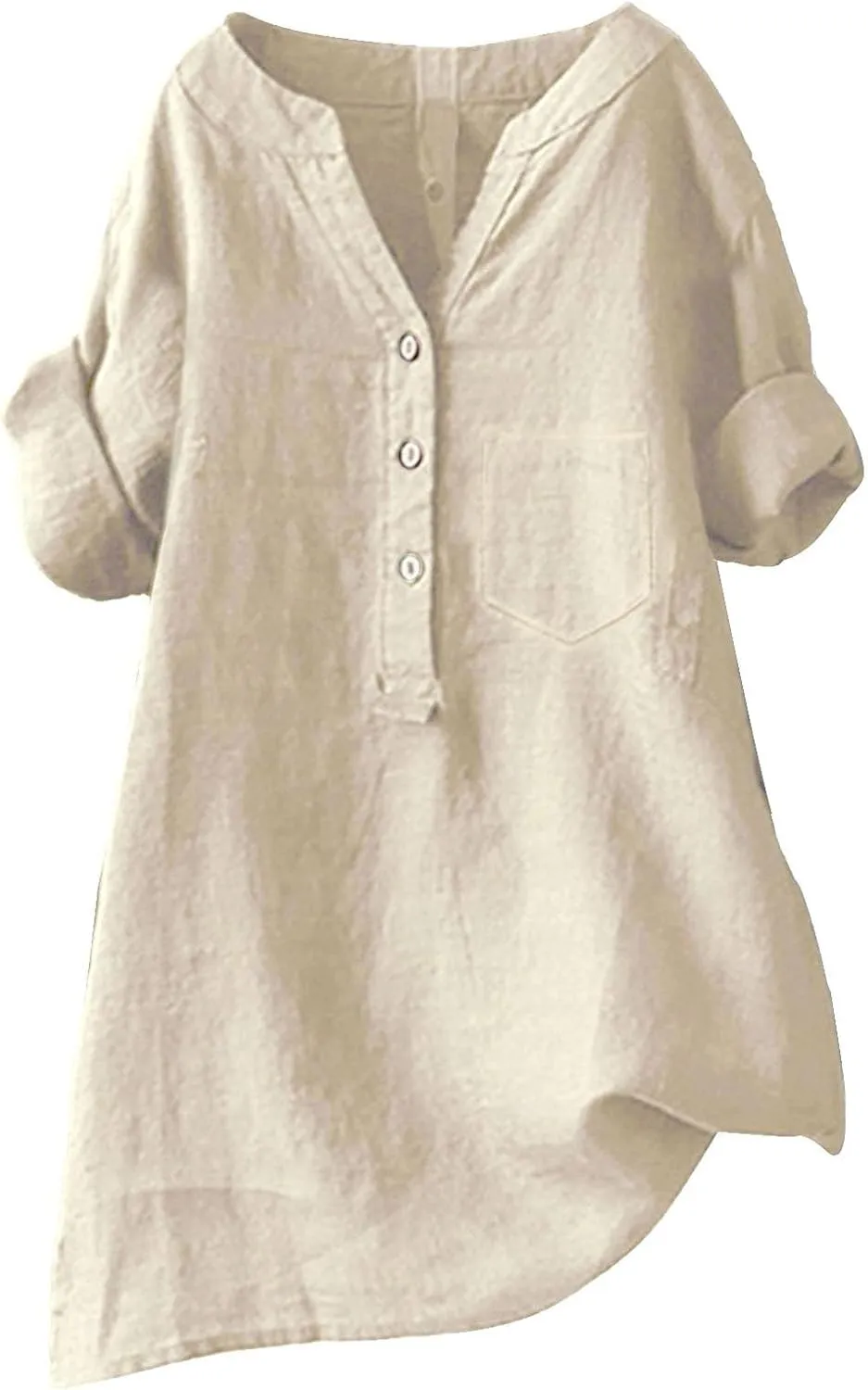 Boho Linen Shirts for Women 2025 Gauze Short Sleeve V Neck Button Loose Fit Blouses Vacation Dress Casual Tunic Tops