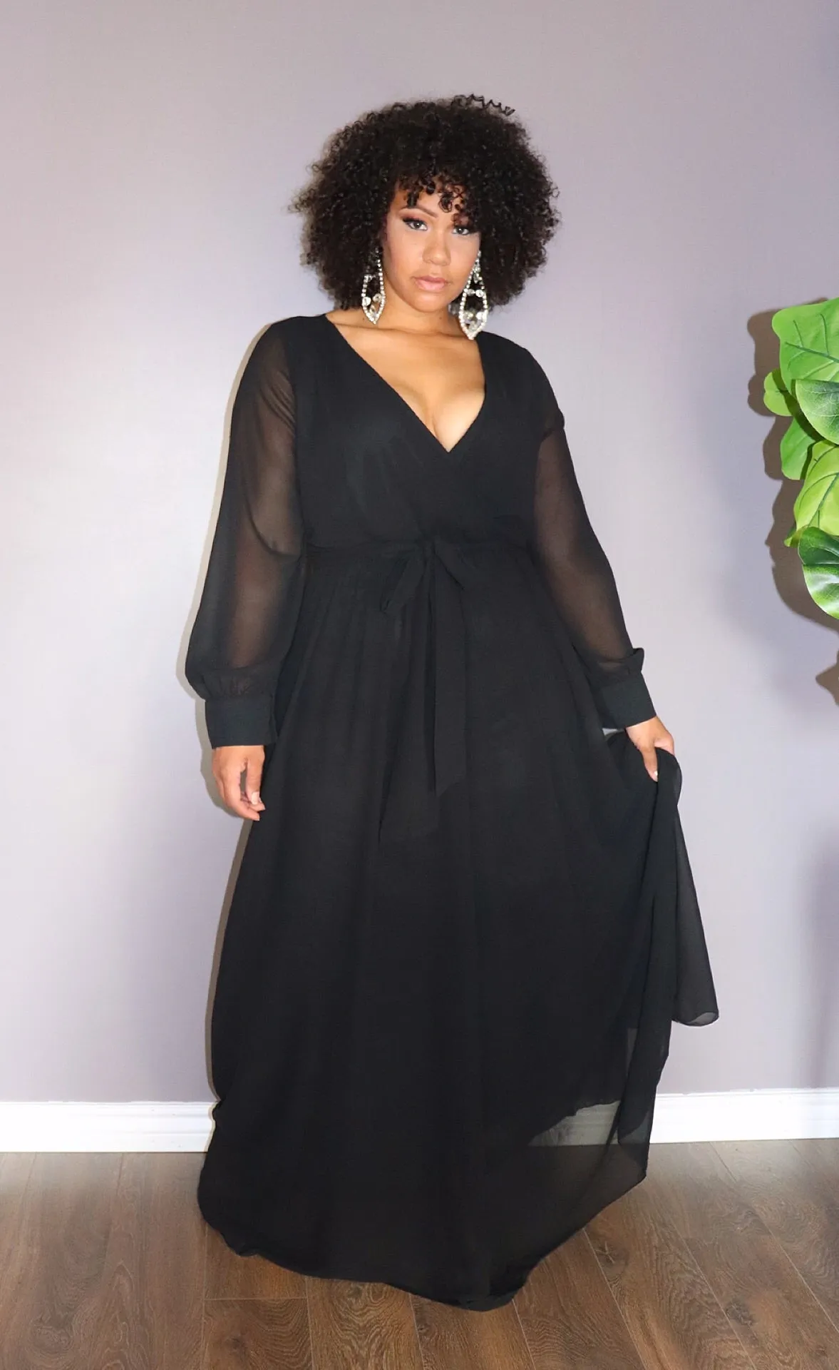 CHIFFON MAXI DRESS in Black