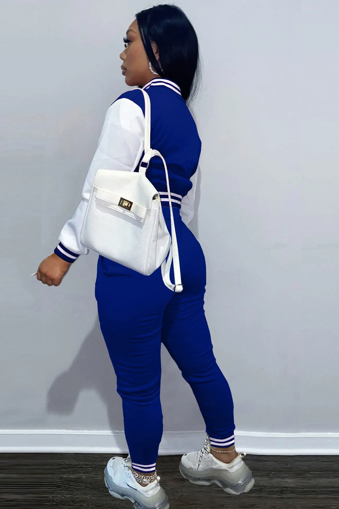 Contrast Baseball Jacket Pants Suits