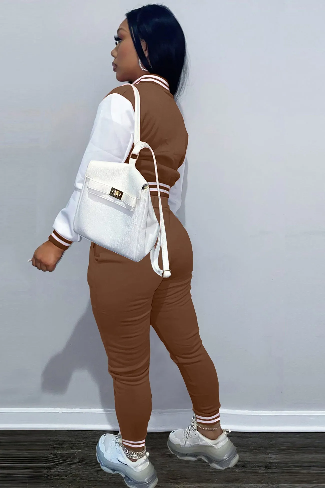Contrast Baseball Jacket Pants Suits