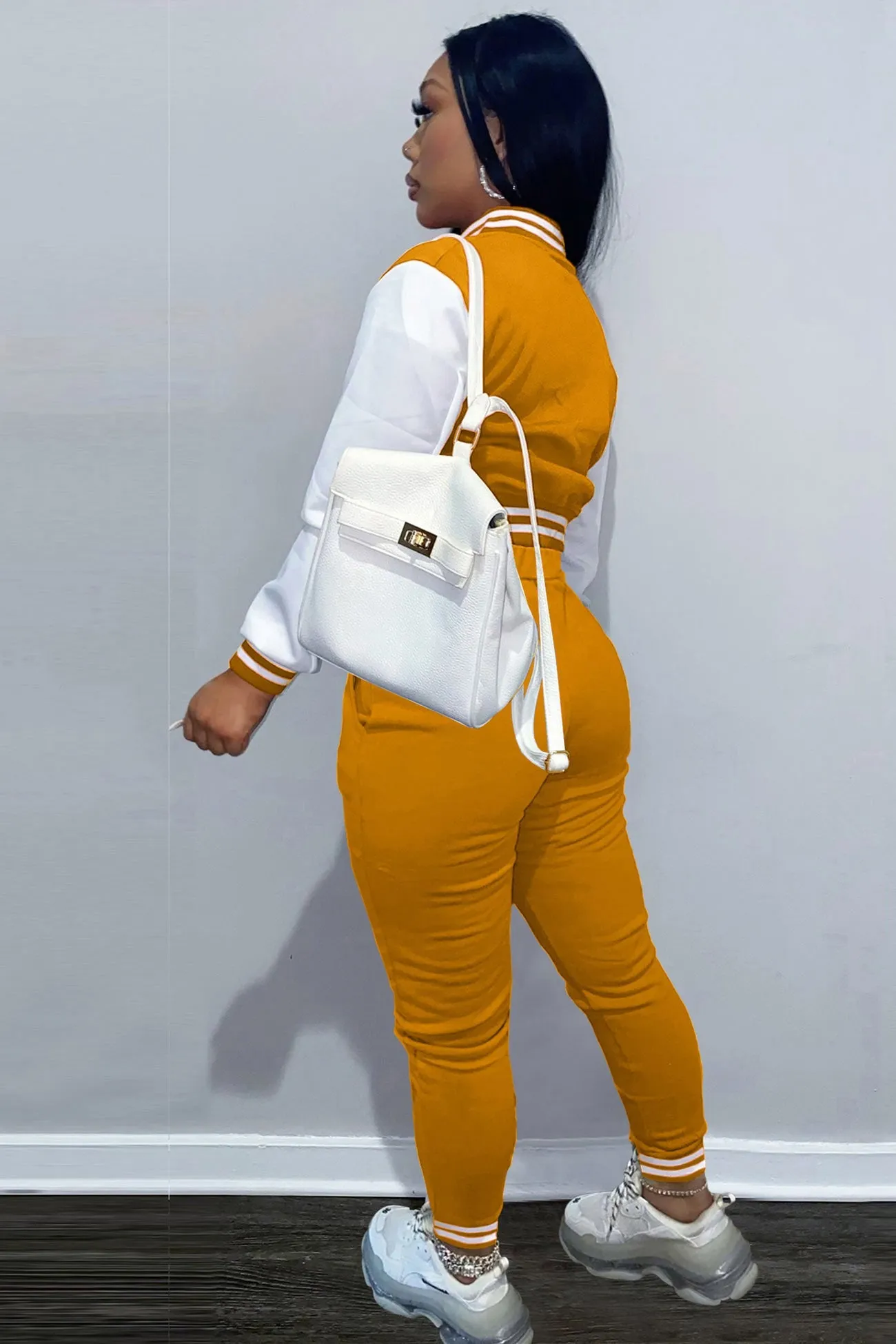 Contrast Baseball Jacket Pants Suits