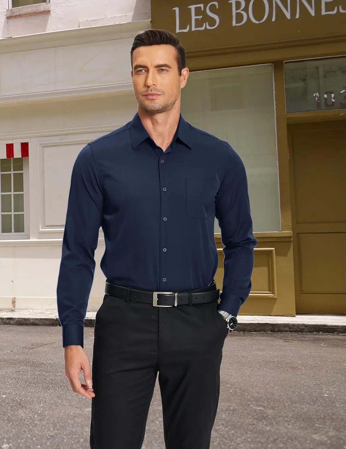 COOFANDY Mens Dress Shirts Wrinkle Free Long Sleeve Button Down Shirts Formal Business Shirt