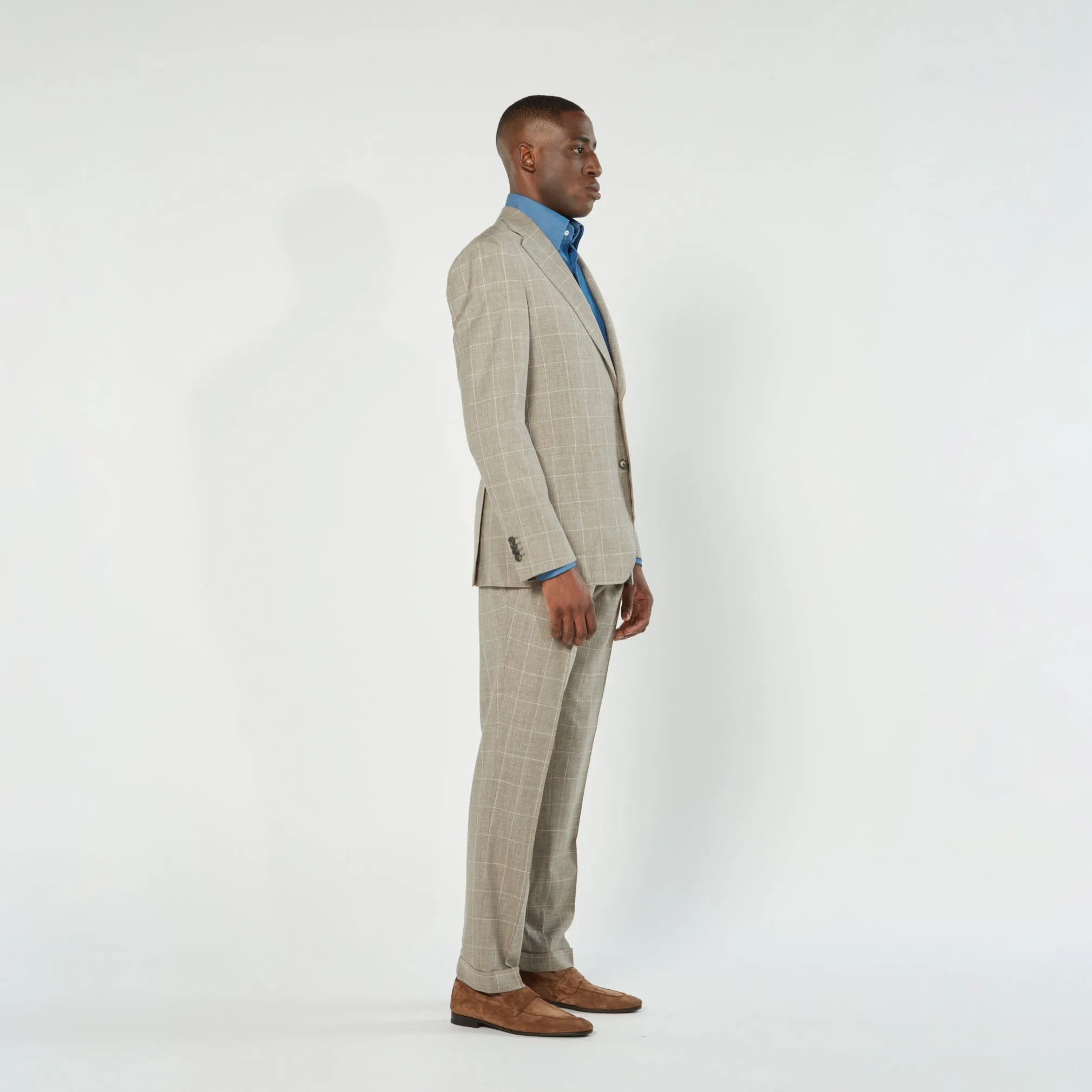 Corso Suit - Taupe Windowpane - LUCKY LAST