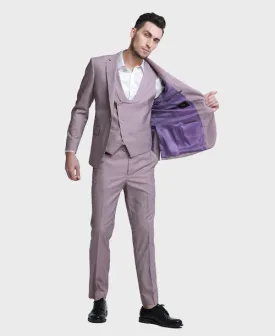 Dusty Rose Sharkskin 3 Piece Peak Lapel Suit