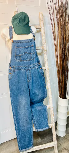 Elizabet Non-Distressed Medium Wash Denim Overalls