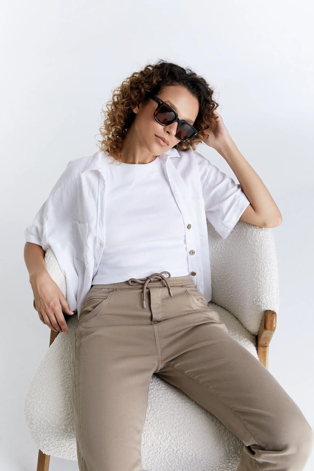 Ella Mid Waist Jogger 5 Pocket Ankle Pants Moon Rock