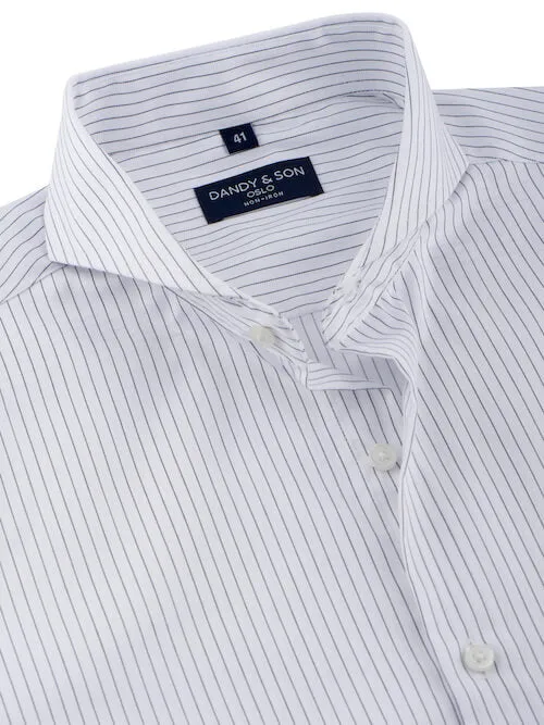Extreme Cutaway Non-Iron Black Thin Stripes Shirt