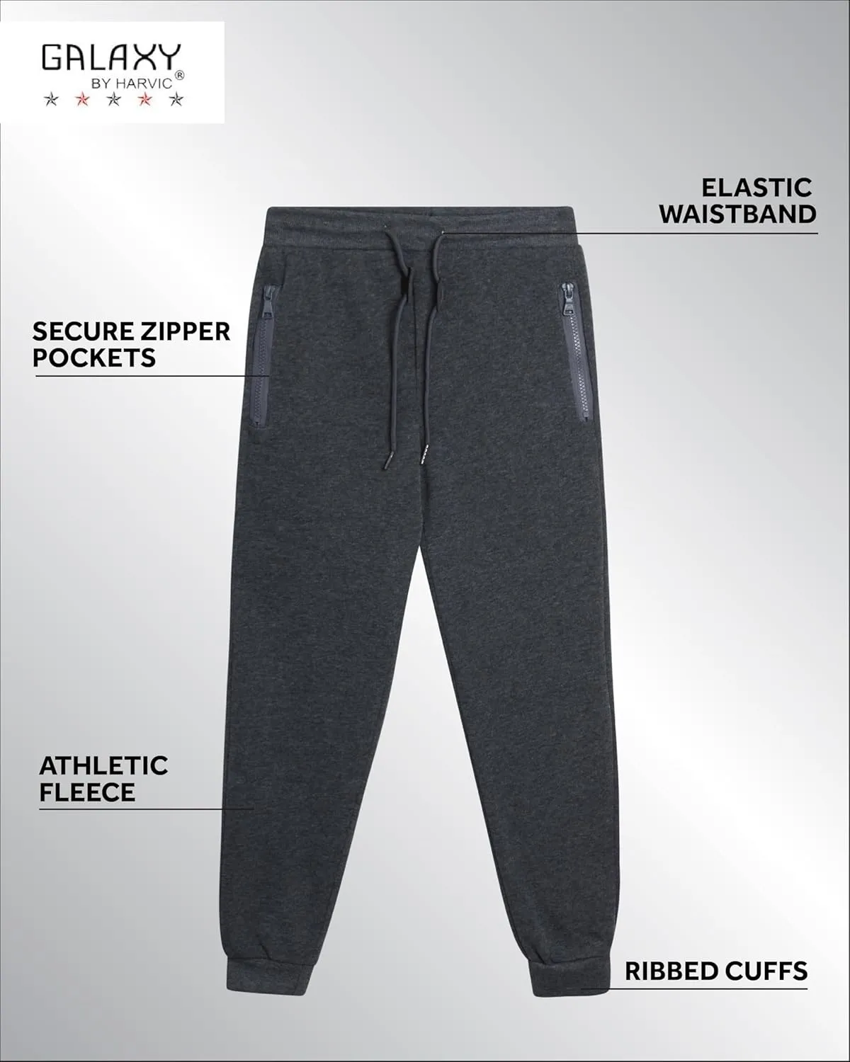 Galaxy by Harvic Boys' Sweatpants - Athletic Fleece Jogger Pants with Zipper Pockets - Size Up for Ideal Fit (Sizes: 8-20)