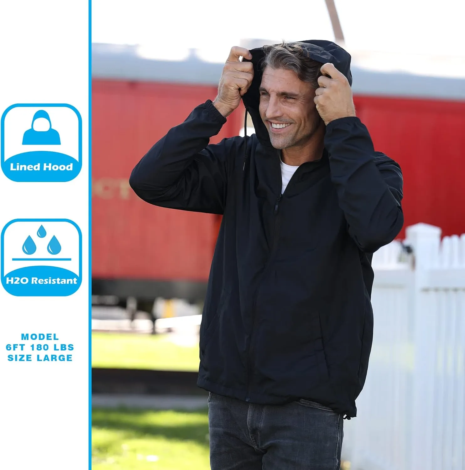 Global Blank Men's Windbreaker Jacket Lightweight Water-Resistant Windbreakers for Men