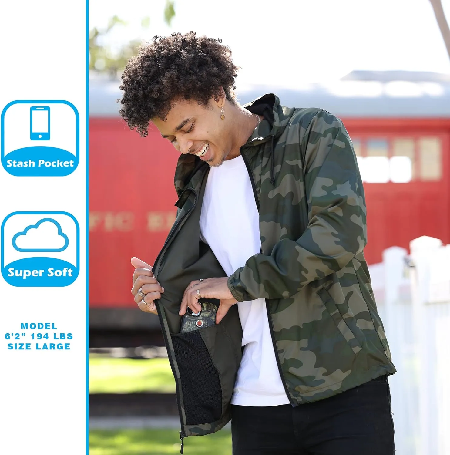 Global Blank Men's Windbreaker Jacket Lightweight Water-Resistant Windbreakers for Men