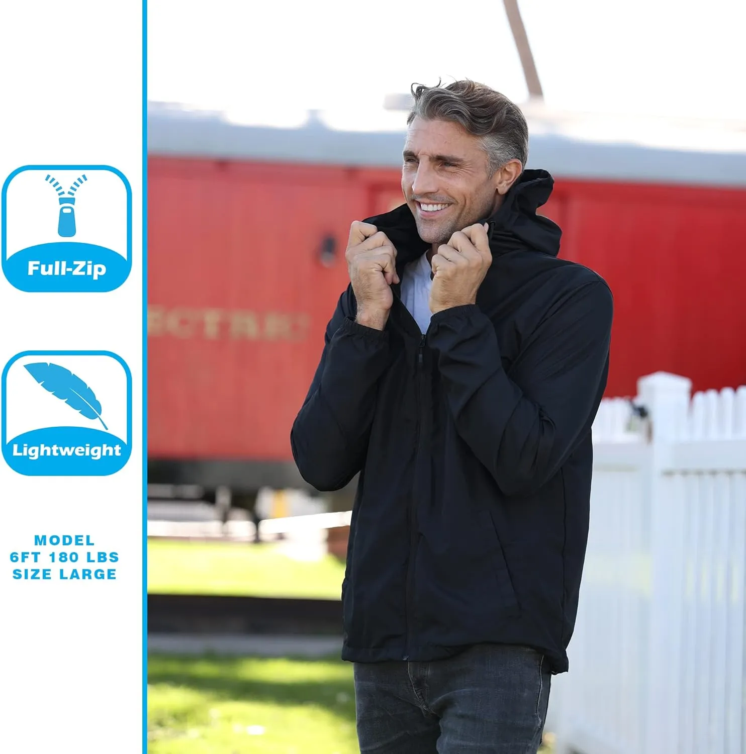 Global Blank Men's Windbreaker Jacket Lightweight Water-Resistant Windbreakers for Men