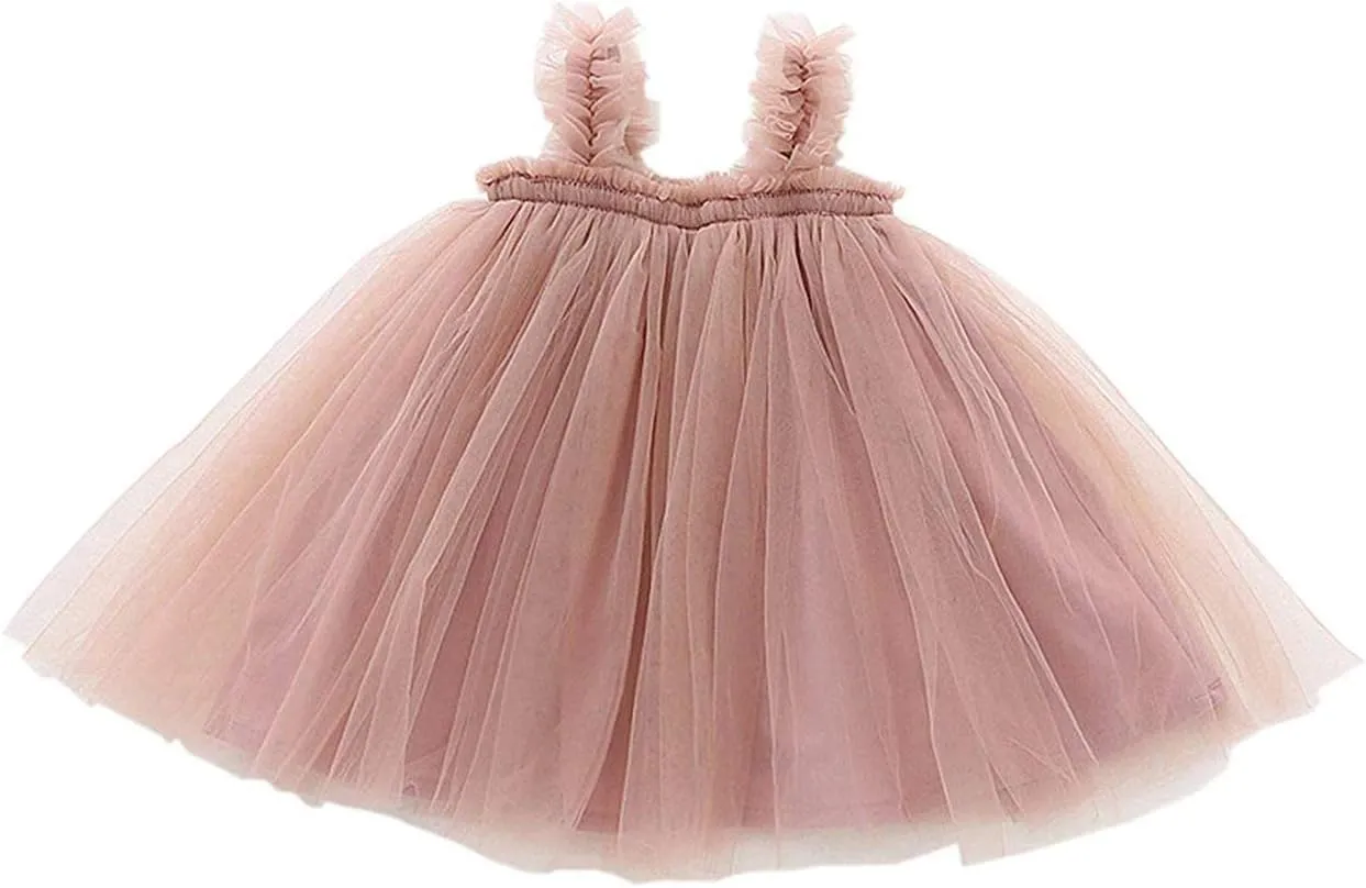 GSVIBK Baby Girls Tutu Dress Sleeveless Toddler Cotton Layered Tutu Dress Infant Tulle Dresses Princess Party Prom Dress