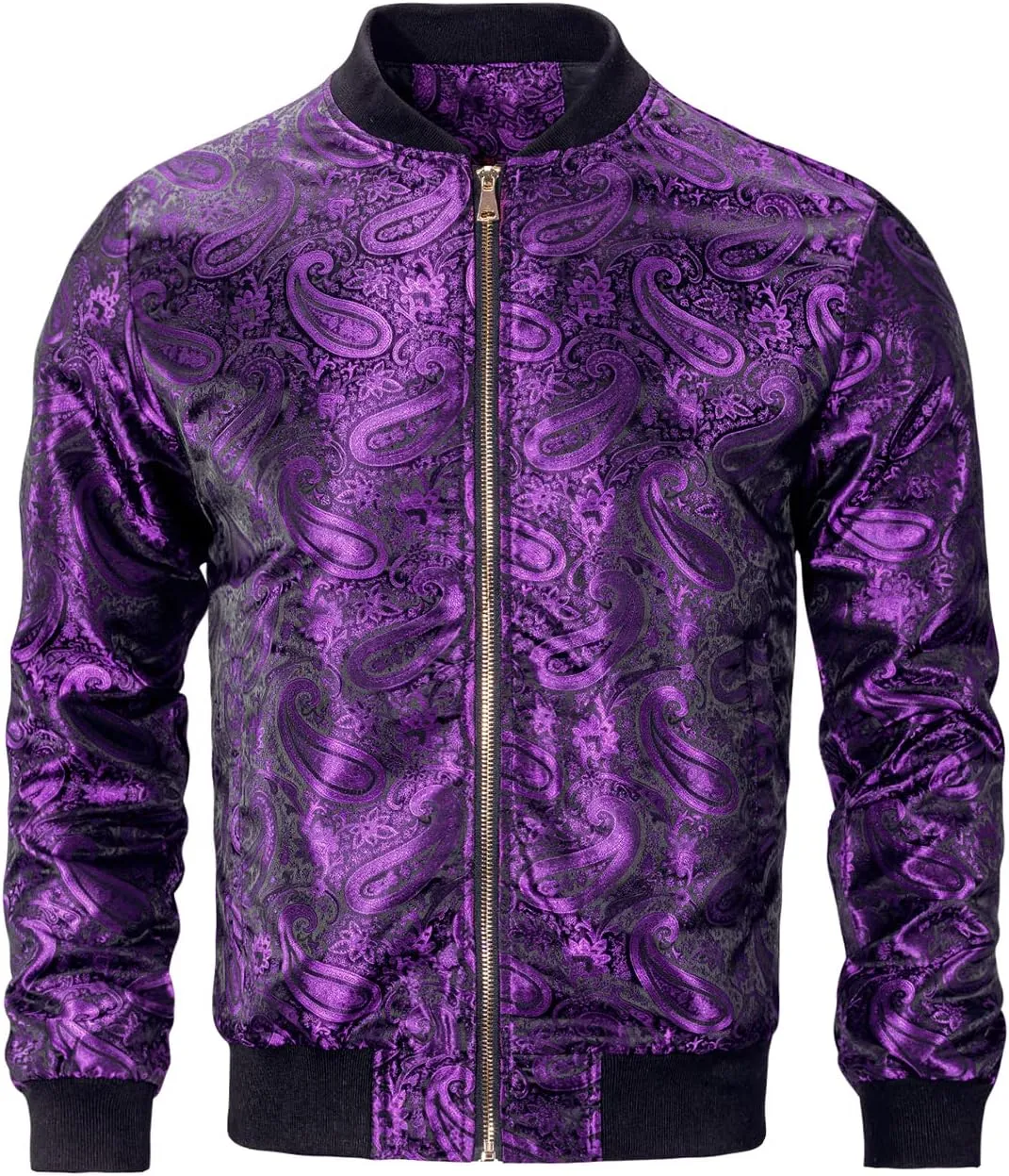Hi-Tie Paisley Jackets for Men Lightweight Windbreaker Jacket Zipper Coat with Pockets