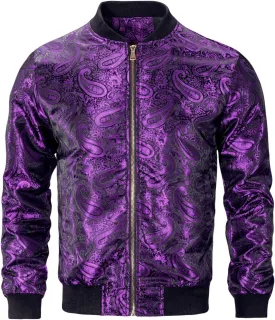 Hi-Tie Paisley Jackets for Men Lightweight Windbreaker Jacket Zipper Coat with Pockets
