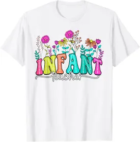 Infant Teacher Floral First Day Back to School Teaching T-Shirt