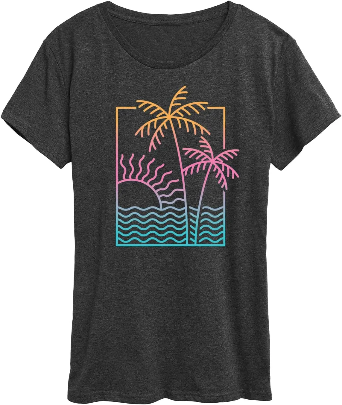 Instant Message - Line Drawing Sunset - Women's Short Sleeve Graphic T-Shirt