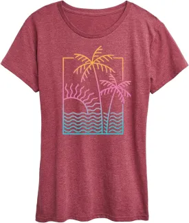 Instant Message - Line Drawing Sunset - Women's Short Sleeve Graphic T-Shirt