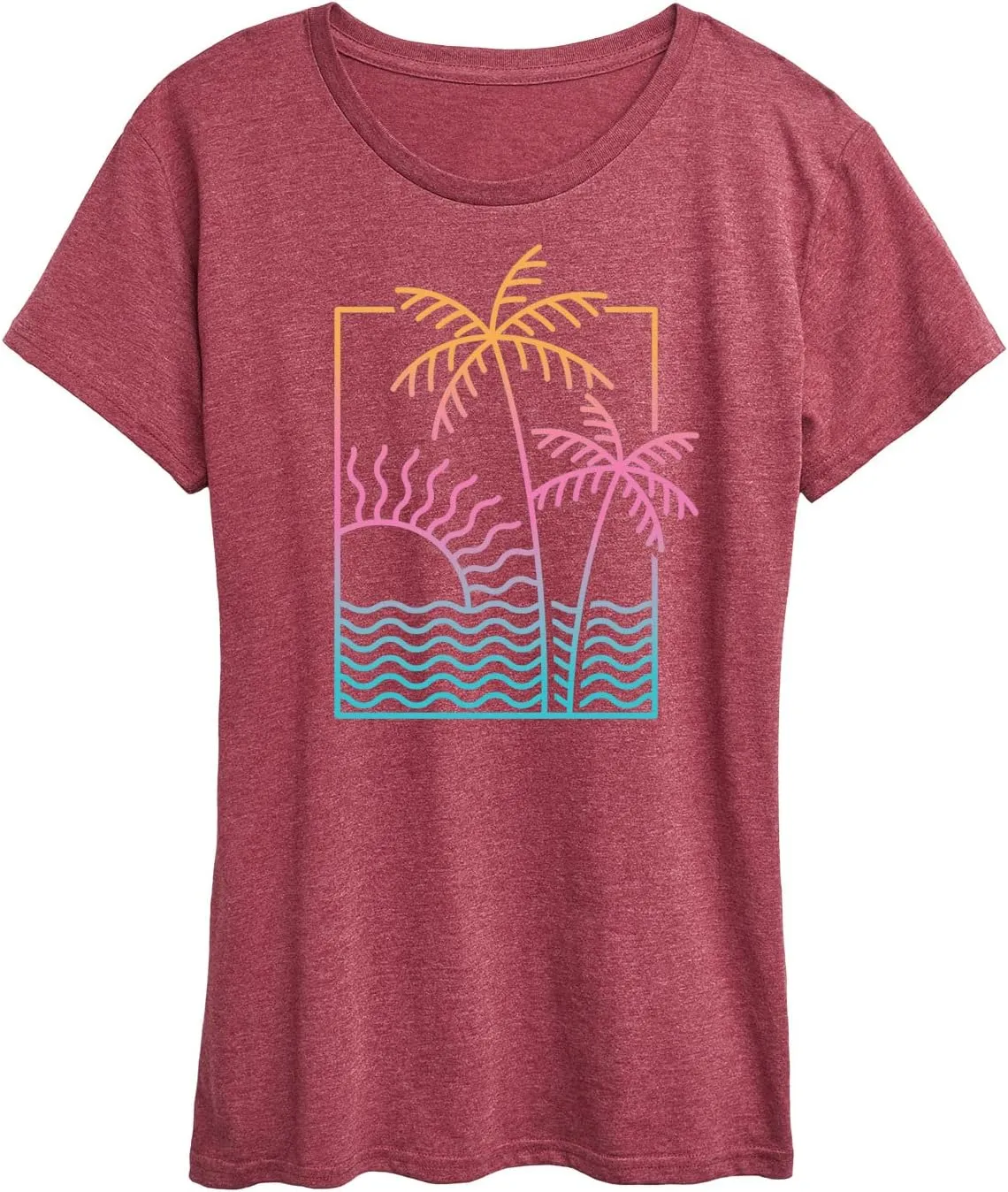 Instant Message - Line Drawing Sunset - Women's Short Sleeve Graphic T-Shirt