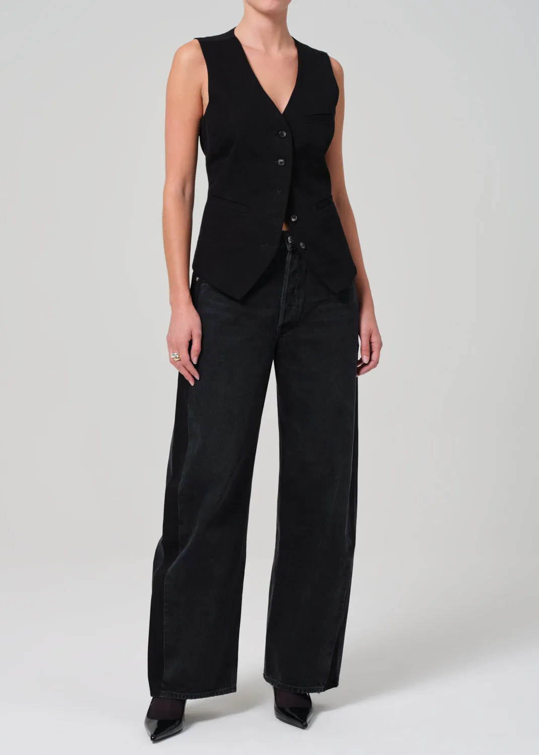 Jasmin Long Vest in Black