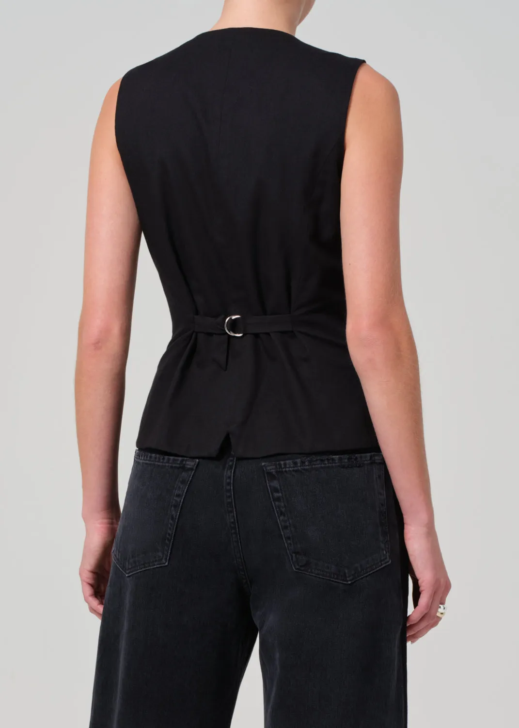 Jasmin Long Vest in Black