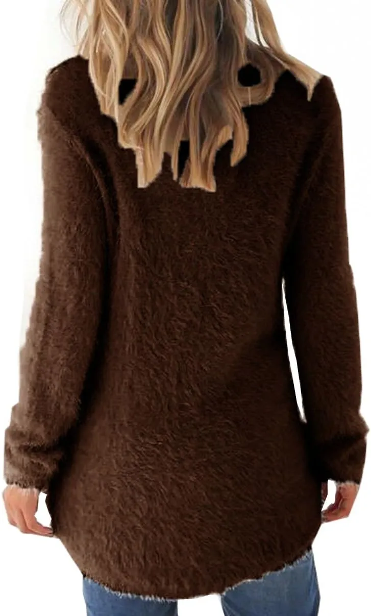 LemonGirl Women's Fashionable Long Sleeve Pullovers Loose Fluffy Fuzzy Jumper Sweater