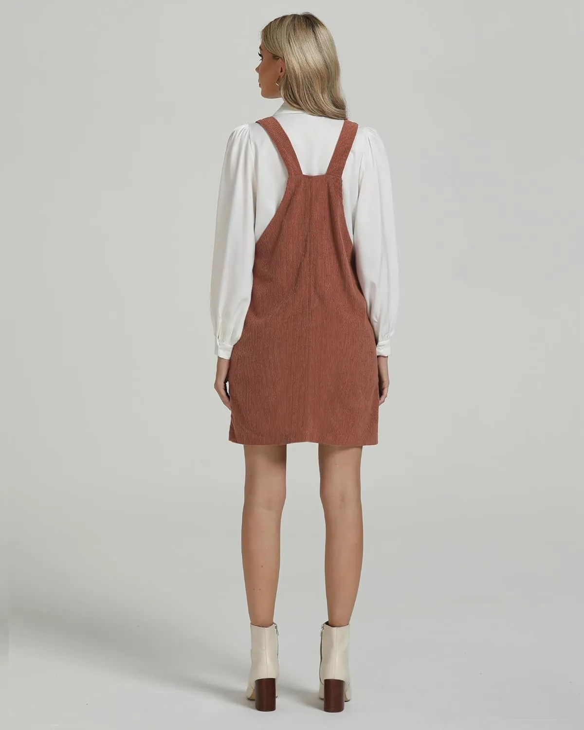 luvamia Corduroy Overall Dress for Women Adjustable Straps Casual Fashion Overalls Pinafore Short Dresses with Pockets