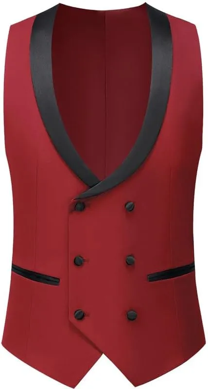 MAGE MALE Men's 3 Piece Suit One Button Slim Fit Formal Wedding Prom Tuxedo Suits Party Dinner Blazer Vest Pants Set