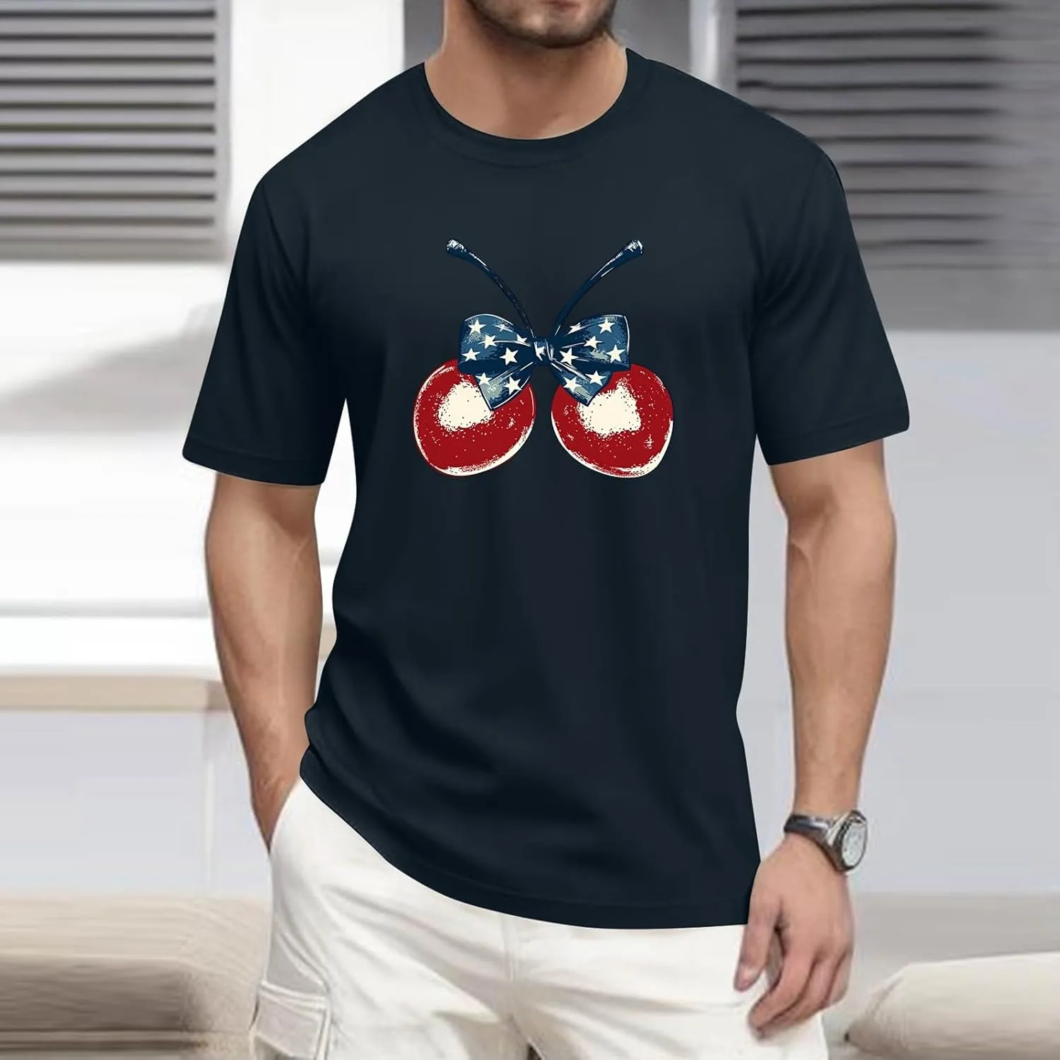 Men's American Flag Shirt Sleeve 1776 USA Graphic Dry Fit Cotton Comfortable T-Shirts 4th July Shirts