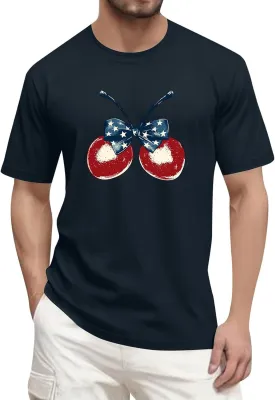 Men's American Flag Shirt Sleeve 1776 USA Graphic Dry Fit Cotton Comfortable T-Shirts 4th July Shirts