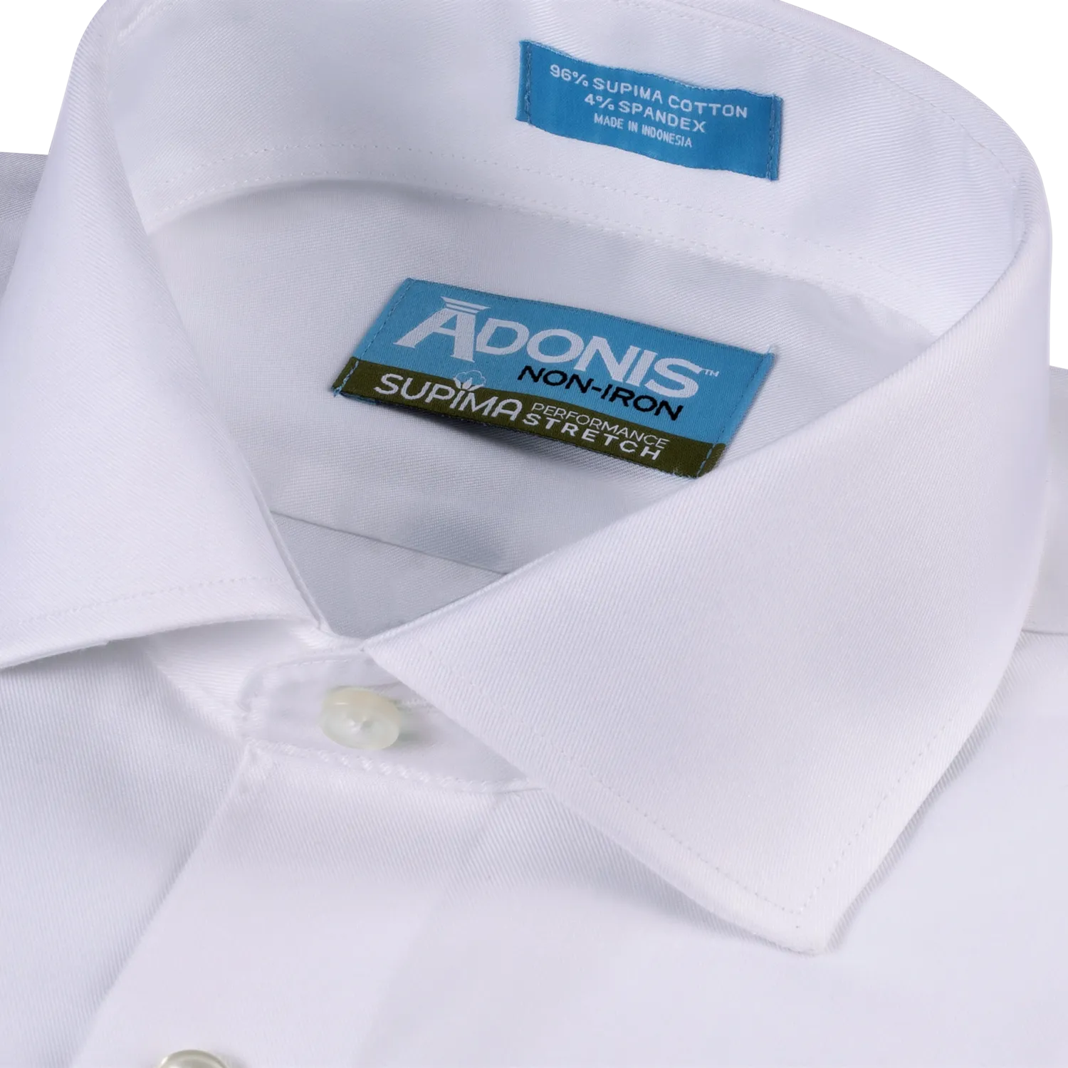 Mens Classic Fit Non Iron Cotton "Supima Performance Stretch Twill" Button Cuff Dress Shirt