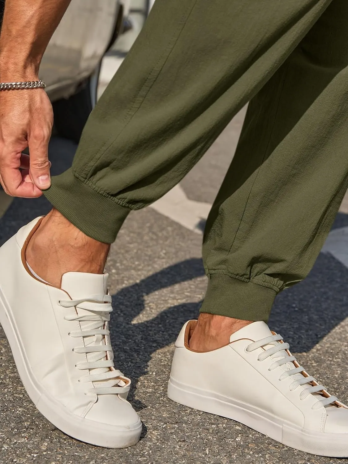 Men's Joggers Pants Casual Baggy Cotton Drawstring Tapered Sweatpants Cargo Hippie Loose Fit Trousers with Multi-Pocket