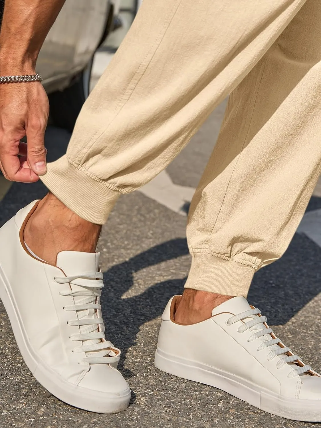 Men's Joggers Pants Casual Baggy Cotton Drawstring Tapered Sweatpants Cargo Hippie Loose Fit Trousers with Multi-Pocket