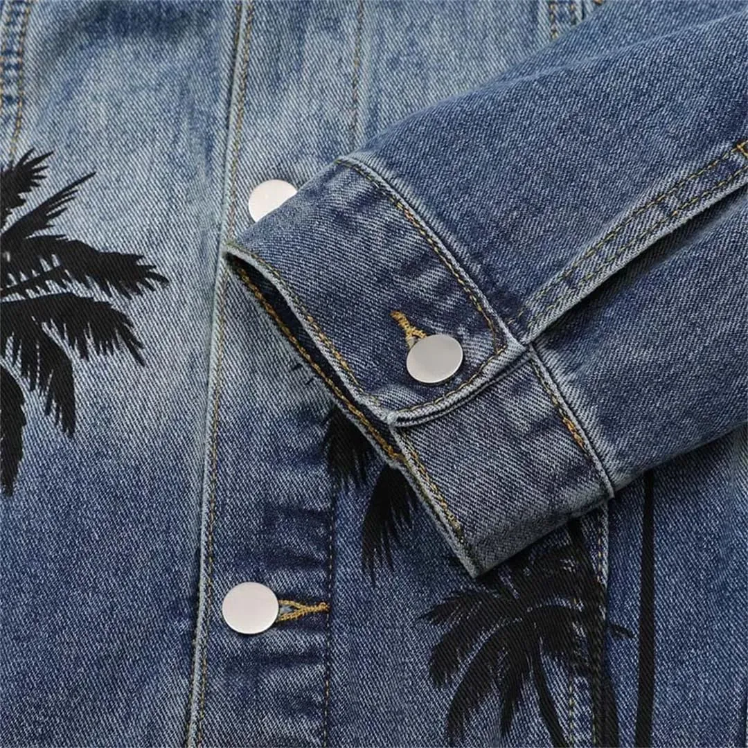 Men's Ripped Oversized Hip Hop Jacket Streetwear Loose Fit Denim Coat Distressed Streetwear Outerwear