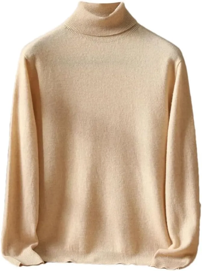 Men's Wool High Lapel Pullover Sweater Winter Warm Solid Knitted Sweaters Work Business Tops