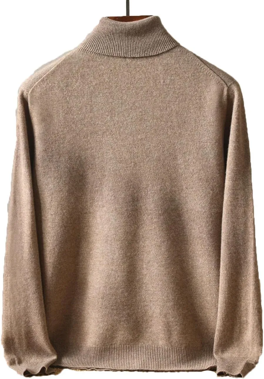 Men's Wool High Lapel Pullover Sweater Winter Warm Solid Knitted Sweaters Work Business Tops