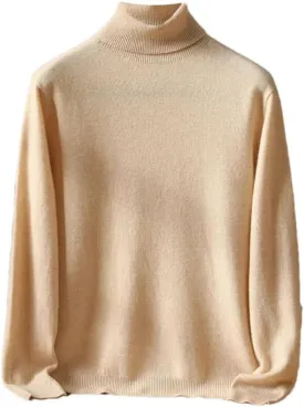 Men's Wool High Lapel Pullover Sweater Winter Warm Solid Knitted Sweaters Work Business Tops